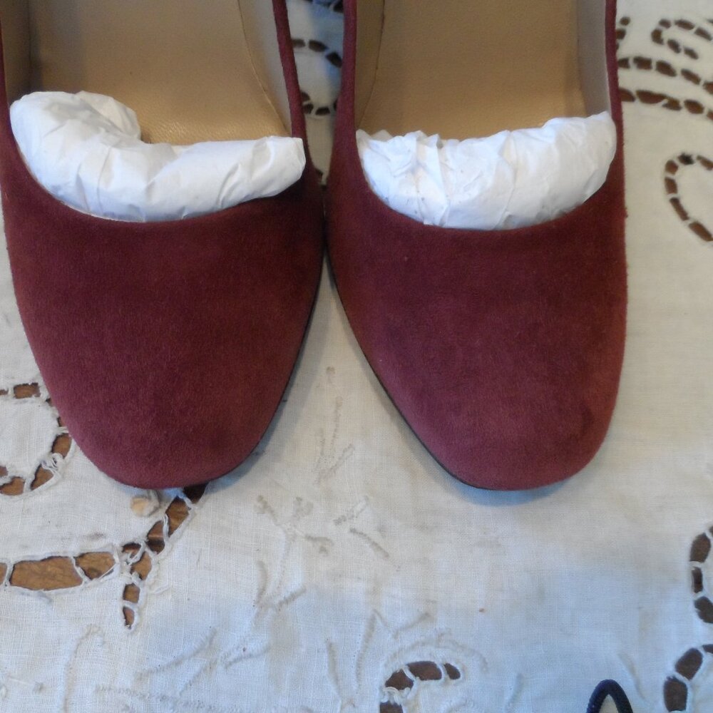 New Gucci Burgundy Kid Suede Leather Heeled Pumps Size 38B - Picture 6 of 16